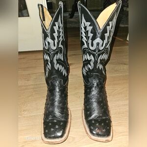 Men's Cowtown Black Full Quill Cowboy Boots Size 10.5D